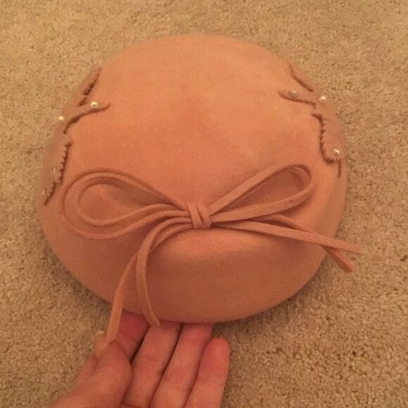 Vintage Terry Sales Wool Elegant Blush Pink Beret Hat - Picture 4 of 6